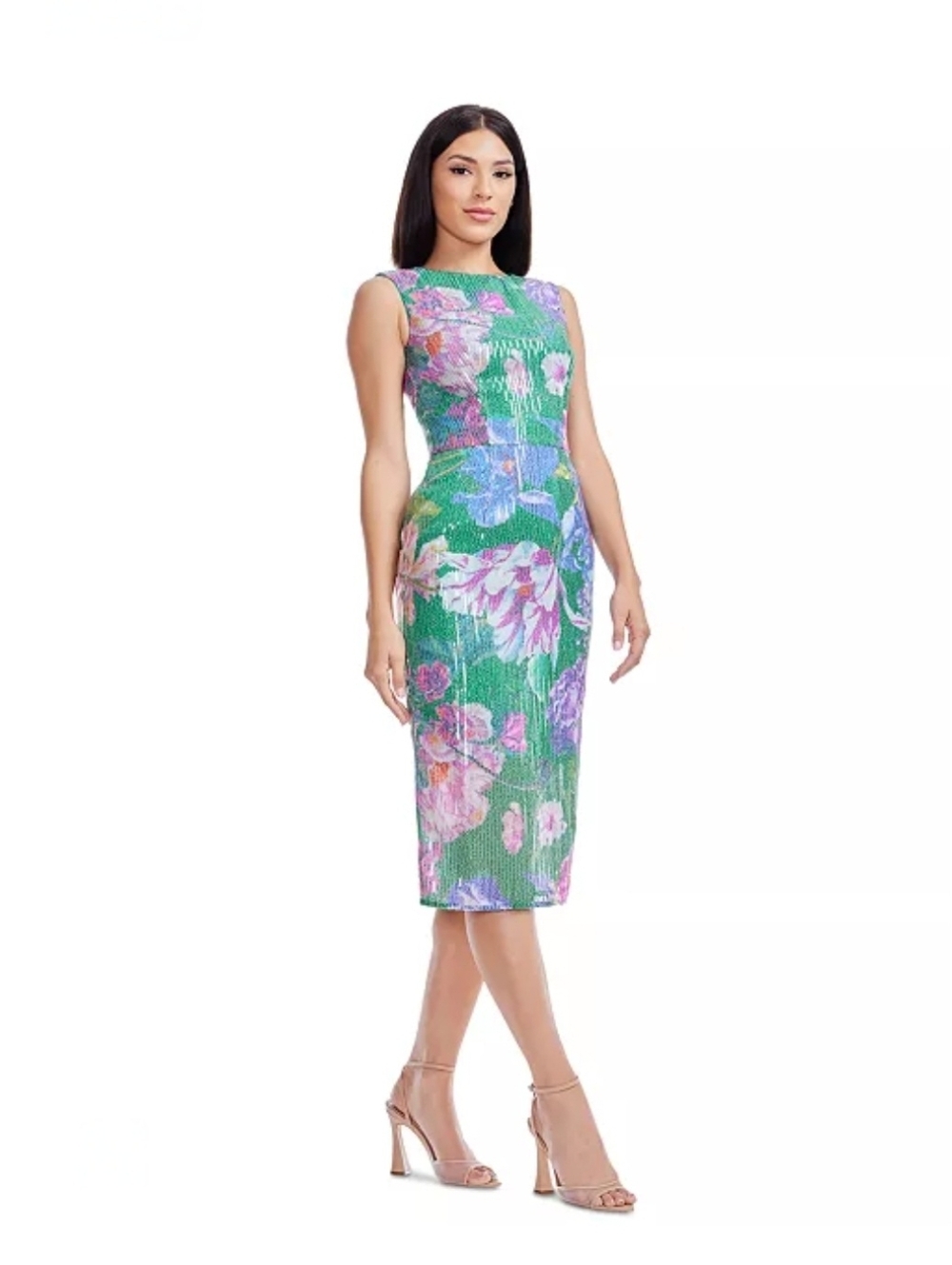 Dress the Population Claudette Sleeveless Floral Sequined Dress Size XS NWT $298